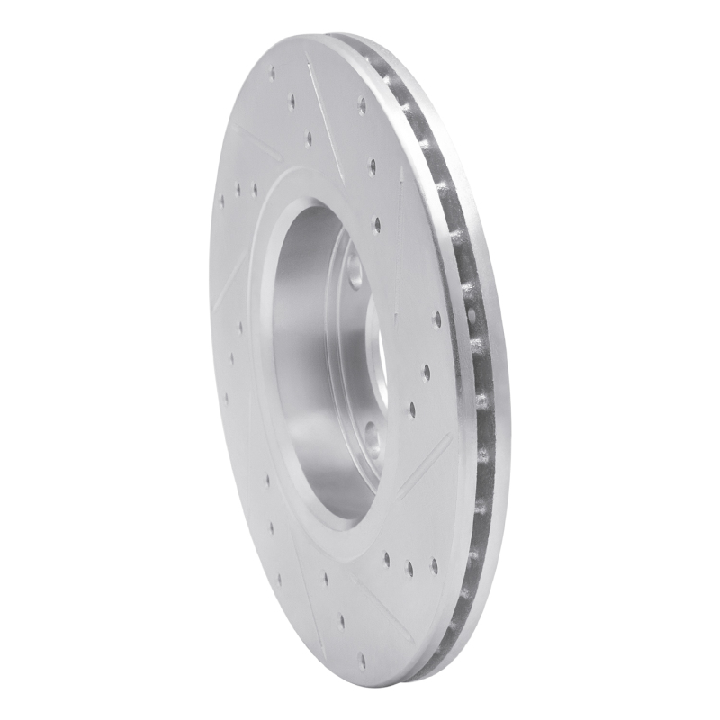 Fiat Punto Brake Rotor (1) - Front Left - R1 Concepts - Drilled & Slotted - Silver - `06-`10